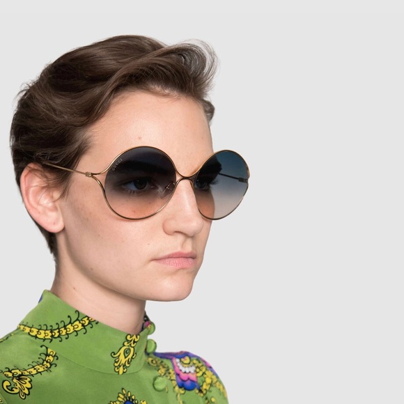 round frame metal gucci sunglasses